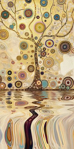 Levensboom in Gouden Reflectie