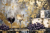 Abstract painting of wine and cheese by Art & Soul Creations thumbnail