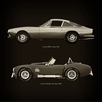 Ferrari 250GT Lusso 1963 en Ford AC Shelby 427 Cobra 1965 van Jan Keteleer