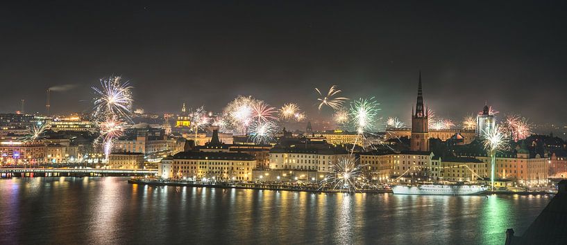 Feu d'artifice de Stockholm 2023 panorama par Marc Hollenberg