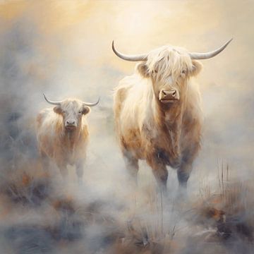 Schotse Hooglanders in een Droomlandschap van Karina Brouwer