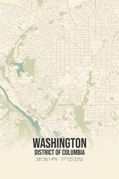 Carte ancienne de Washington (District de Columbia), Etats-Unis. par Affiches de lieux