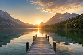 Goldene Ruhe am Bergsee von KijkKunst
