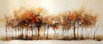 Peinture abstraite moderne Panoramique forêt d'automne sur Preet Lambon