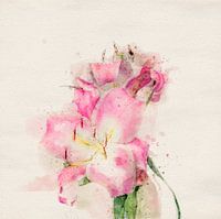 Twee roze lelies, aquarelstijl