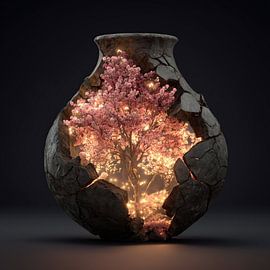 Leuchtende Sakura in einer zerbrochenen Vase von TheXclusive Art