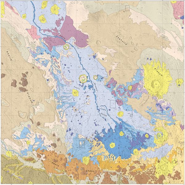 Geologic Map of the Aeolis Dorsa Region, Mars by NASA and Space