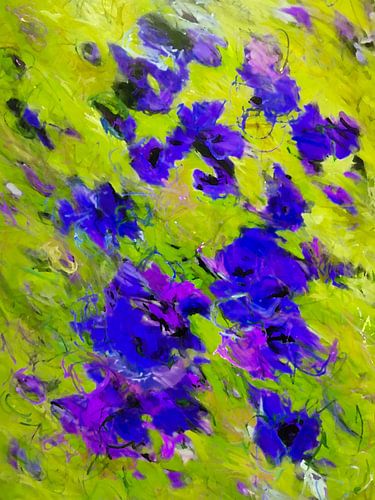 Modern, Abstract Digitaal Kunstwerk in Groen Paars Roze