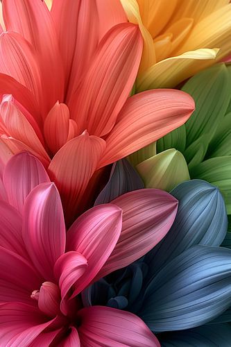 Abstract bloemen in levendige kleuren