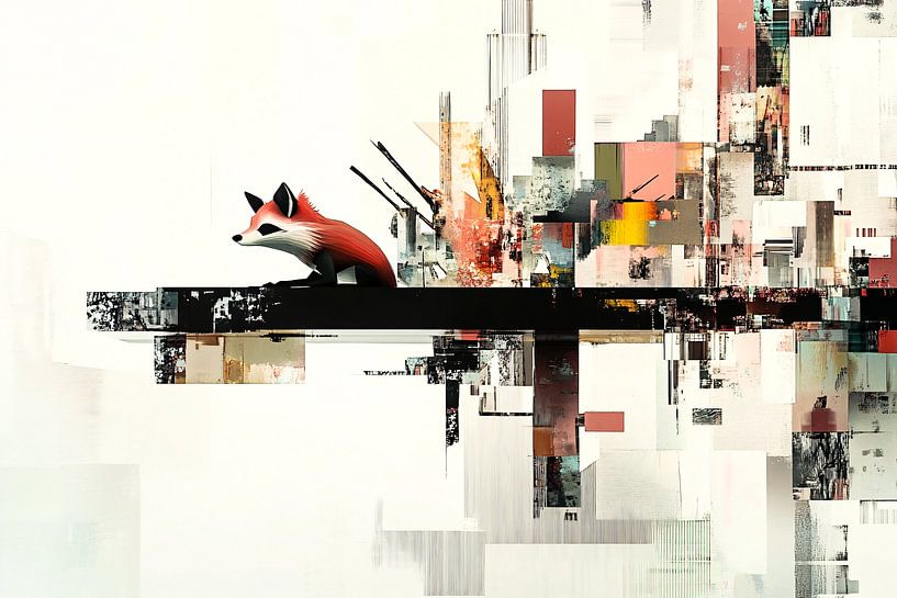 Oeuvre d'art abstraite en forme de renard coloré par Imperial Art House