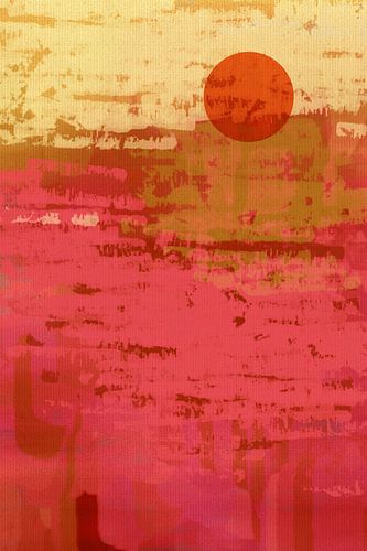 Stralende hemel in oker en neonroze