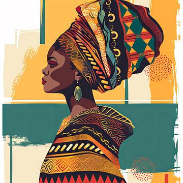 Abstracte voorstelling van een Afrikaanse vrouw van Poster Art Shop