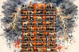 A tower block full of wild animals