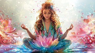 Frau mit Lotosblume Meditation von Egon Zitter