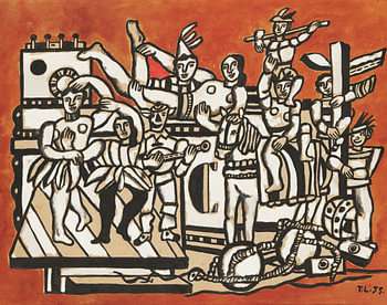 Unbetitelte Szene mit Figuren und Pferd - Fernand Léger, 1955