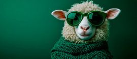Schaf mit Sonnenbrille und Schal – Trendy von Poster Art Shop