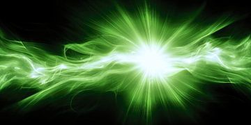 Une explosion de lumière verte rayonnante sur Frank Heinz