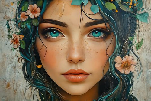 vrouw met bloemen fantasie