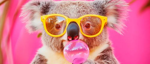 Cooler Koala mit Kaugummi und Brille