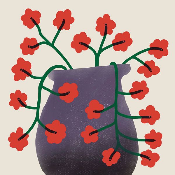 Fleurs abstraites rouges par Little Dean