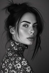 Frau in Monochrom-Portrait