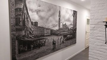 Customer photo: Siena - Piazza del Campo on a beautiful spring morning - black and white by Teun Ruijters