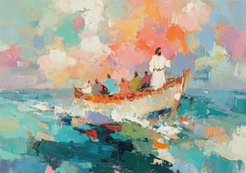 Jesus Calms the Storm on the Sea of Galilee – Impressionist by Niklas Maximilian