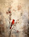 Red bird in warm colour tones by Studio Allee thumbnail