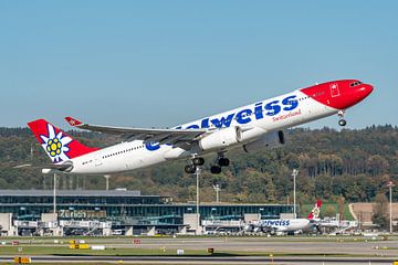 Take-off Edelweiss Airbus A330-300.