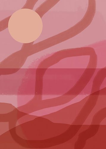 Abstract minimalistisch landschap in pastelkleuren nr. 5