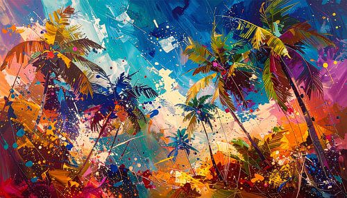 Palmbomen met wolken schilderen