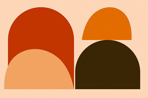 Warm Vintage Boog Abstractie Mid-Century Modern Bauhaus