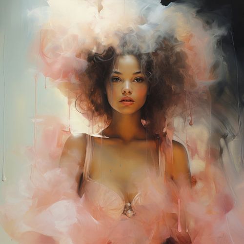 Modernes digitales Kunstporträt in Pastellfarben