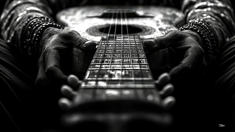 Musical instrument in black and white by Gelissen Artworks