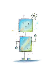 Pixel - Kleiner Roboter in Pastell von Rebecca Pfeuffer