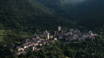 Beautiful French mountain village during golden hour