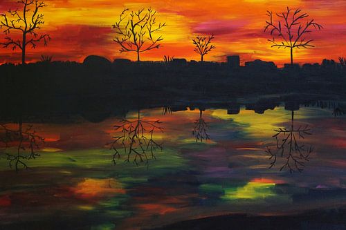 Sonnenuntergang am Fluss