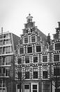 Black and white photo of a canal house in Haarlem | Fine art photo print | Netherlands, Europe by Sanne Dost thumbnail