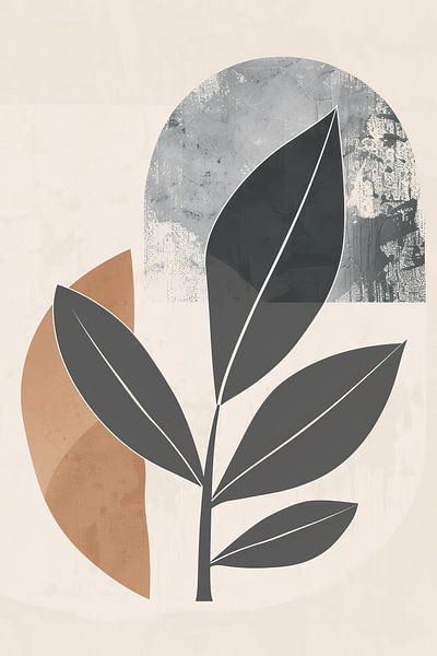 Eine minimalistische Illustration mit einer abstrakten Blattform von Thea