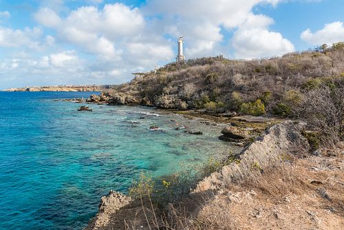 Vuurtoren op het Caracasbaai Eiland in Curacao
