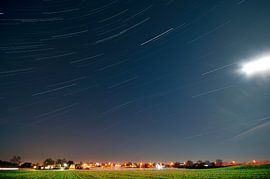 Dutch landscape of star trail between Veenendaal and Renswoude, Netherlands by Jeroen Bos