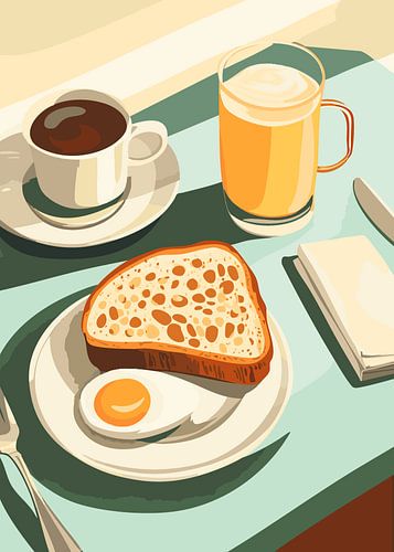 Kleurrijke ochtend met koffie & brood