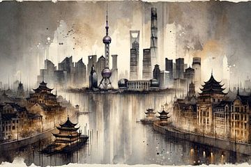 Shanghai in de mist: traditie ontmoet moderniteit van artefacti