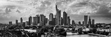 Panorama van Frankfurt am Main in Zwart-Wit