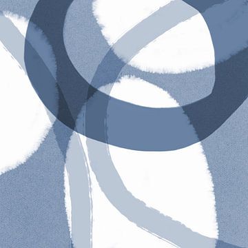 Bellus. Moderne abstracte organische geometrie in blauw en wit van Dina Dankers