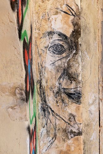 Wall drawing of a face