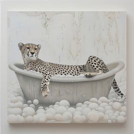 Gepard in der Badewanne - Ein lustiges Badezimmer Bild von Poster Art Shop