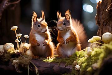 Twee babbelende eekhoorns van Heike Hultsch