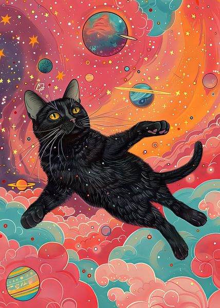 Black cat in space 13 #cat by JBJart Justyna Jaszke