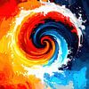 Tourbillon de contrastes abstraits : Des courants de couleurs chaudes et froides s'unissent en vagues fluides 2 de 3 sur AidasignArt